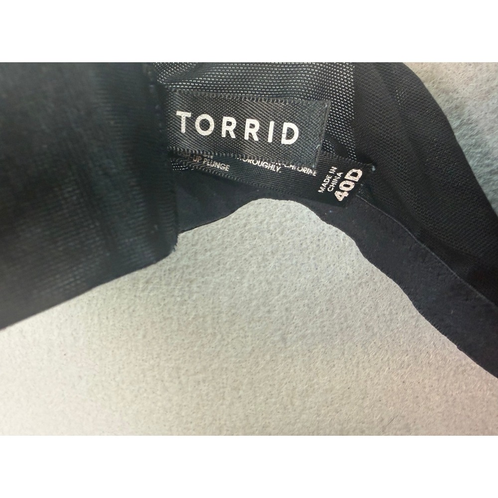 Torrid Push Up Plunge Bra 40D Red Black Floral Lace Underwire Eyelash Trim Bow - Picture 4 of 8